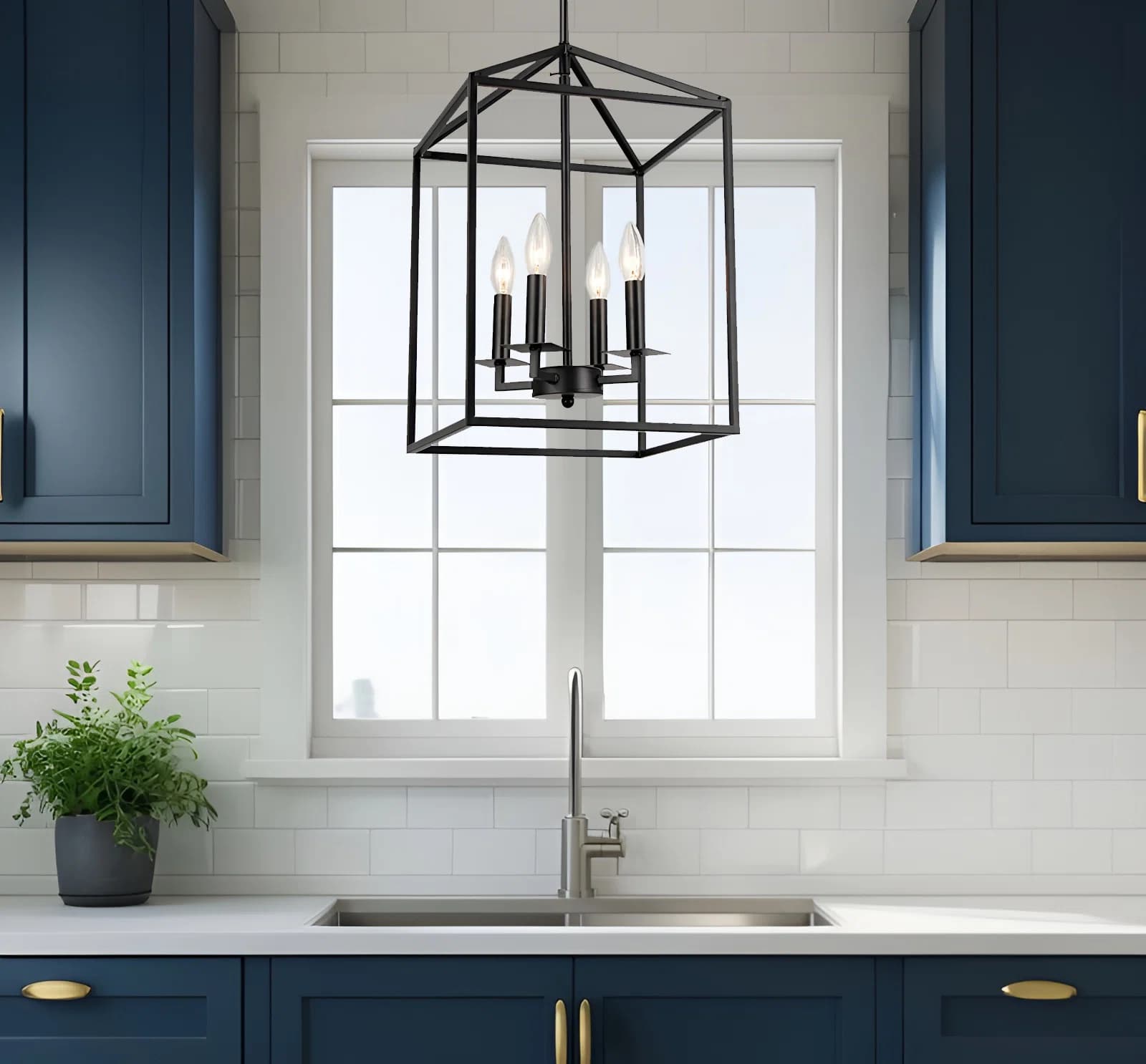 Light Black Metal Open Cage Chandelier