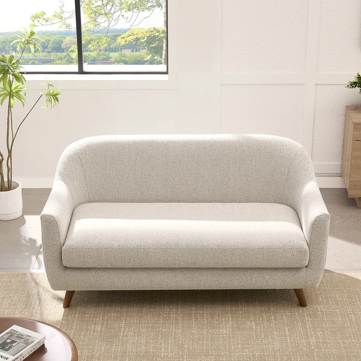 Upholstery Curved Loveseat Boucle